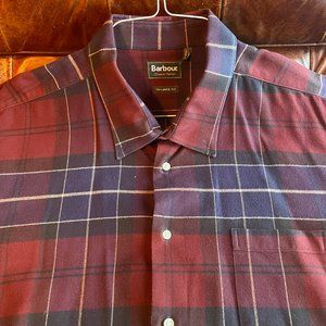 Barbour Men’s Tailored Fit Flannel Shirt, Merlot, XXL